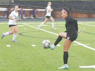 Gilmer High junior Yenifer Lopez controls the ball versus Pickens last Friday. She scored two second half goals in the Lady Cats’ 3-0 win. 