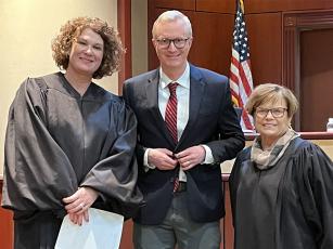 New District Attorney for the Appalachian Judicial Circuit Frank Wood is shown with Superior Court Judge B. Alison Sosebee and Chief Superior Court Judge Brenda Weaver.