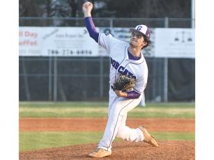 Gilmer High’s Austin Zabala pitched a complete game versus Dawson County last Tuesday and allowed one earned run while striking out five. 