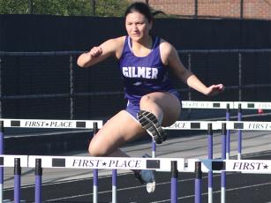 Gilmer’s Dulce Mares placed eight in the 300-meter hurdles last Friday.